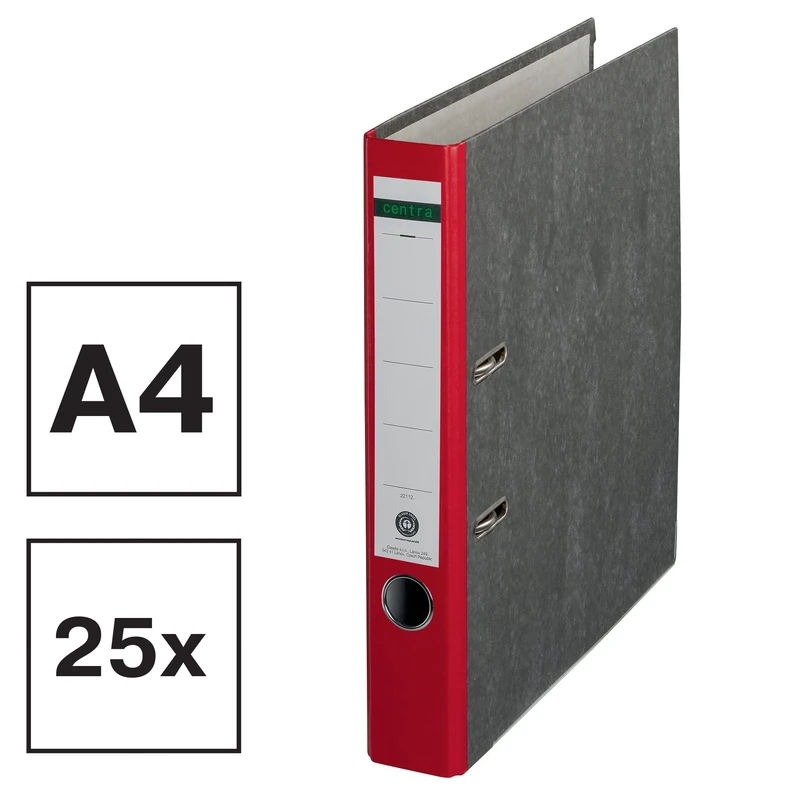 Centra 221123 Standard Folder Cloud Marble Pack of 25 Recycled Blue Angel LGA Certificate A4 5.2 cm Wide up to 350 Sheets (80 g/m²), Edge Protection, Finger Hole, Red