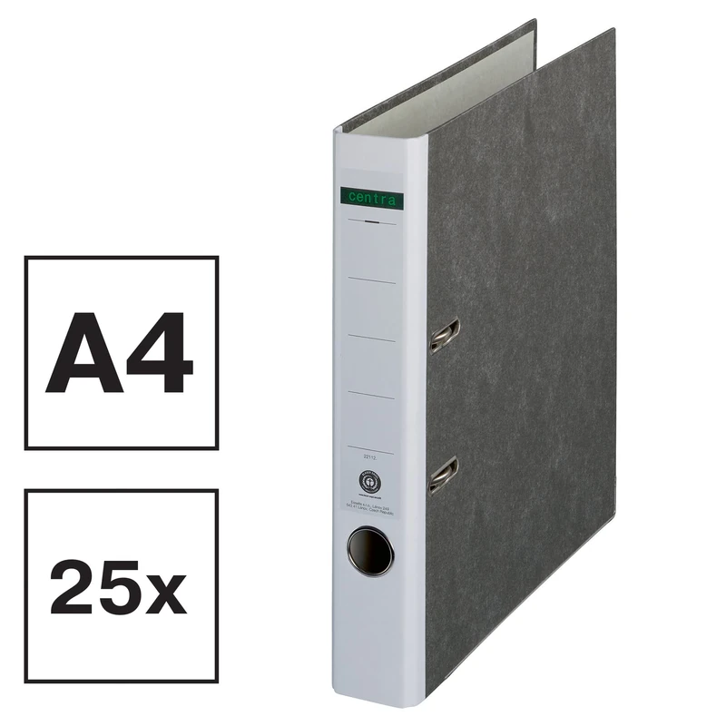 Centra 221121 Standard Folder, Cloud Marble, Pack of 25, Recycling, Blue Angel, LGA Certificate, A4, 5.2 cm Wide, up to 350 Sheets (80 g/m²), Edge Protection, Finger Hole, White