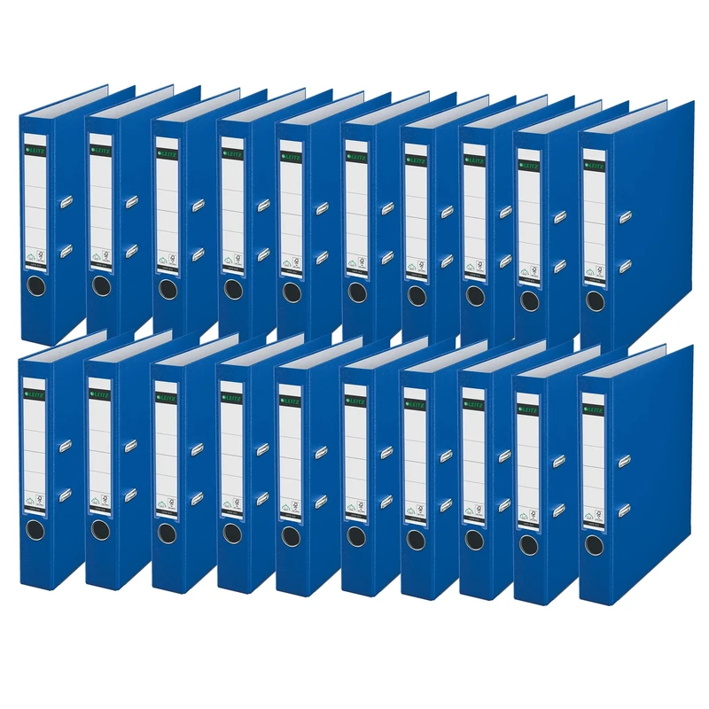 Leitz 10155085 Quality Folder 180° Plastic Pack of 20 A4 Narrow Night Blue 5.2 cm Spine Width Polypropylene Laminated Cover