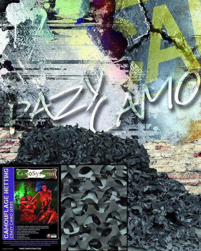 Mil-Tec Unise x - Adult Crazy Camo Camo Net, Night, 2.4 x 3.0