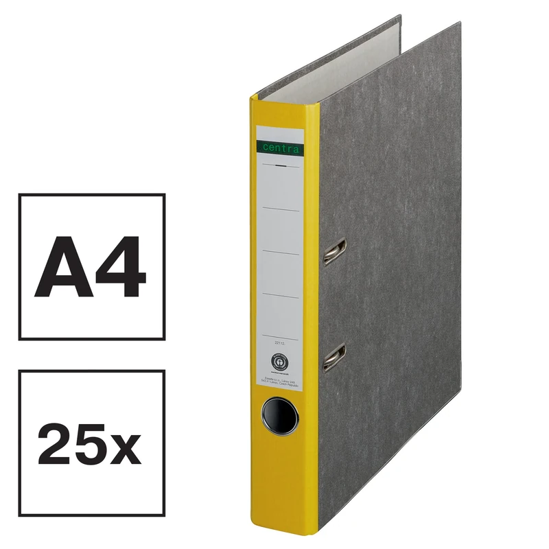 Centra 221120 Standard Folder with Coloured Spine with Slots A4 Narrow Yellow - Image 1