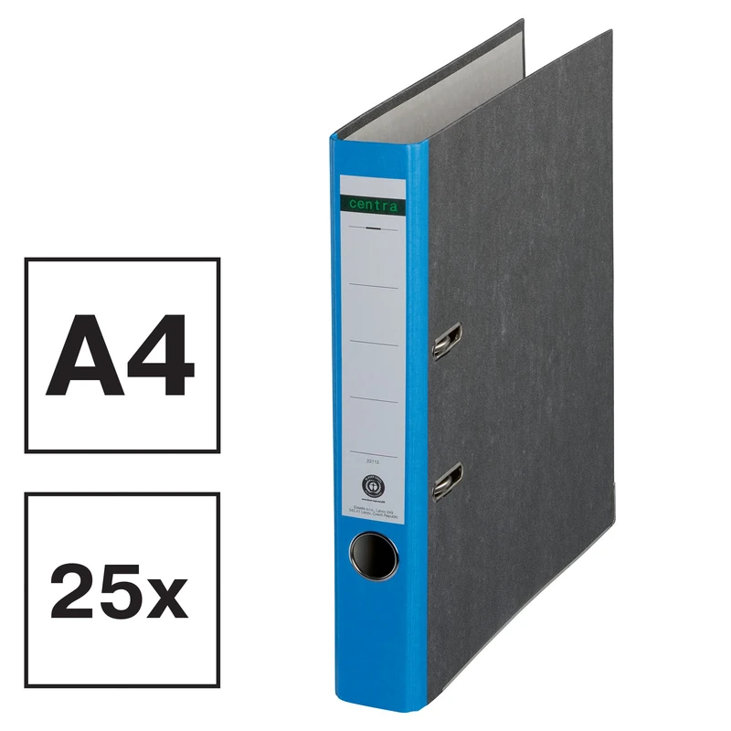 Centra Standard Binder, Cloudy Marble, Pack of 25, Recycled Blue Angel, LGA Certificate, A4, 5.2 cm Wide, up to 350 Sheets (80 g/m²), Edge Protection, Finger Hole, Blue, 221122