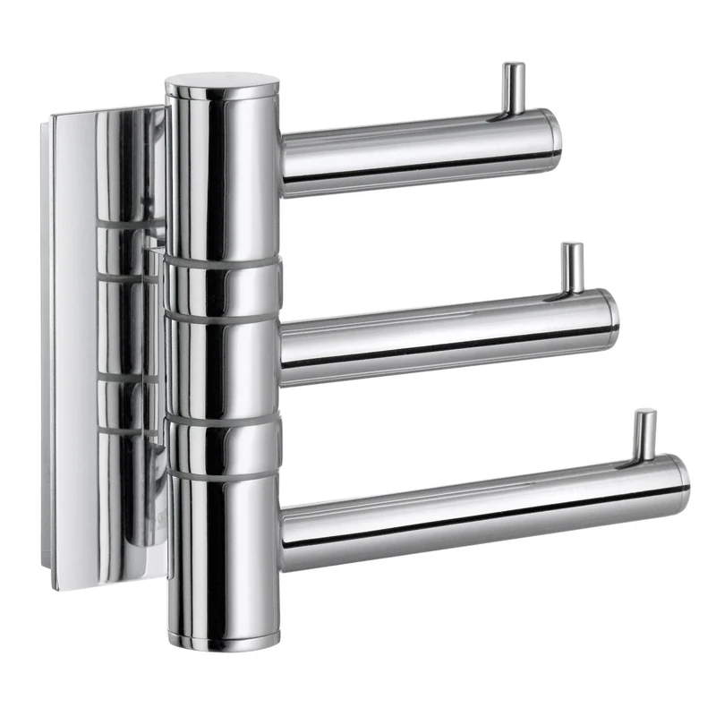 Smedbo "Pool" Swing Arm Triple Hook, Polished Chrome,12.5 x 6.8 x 8 cm, Silver