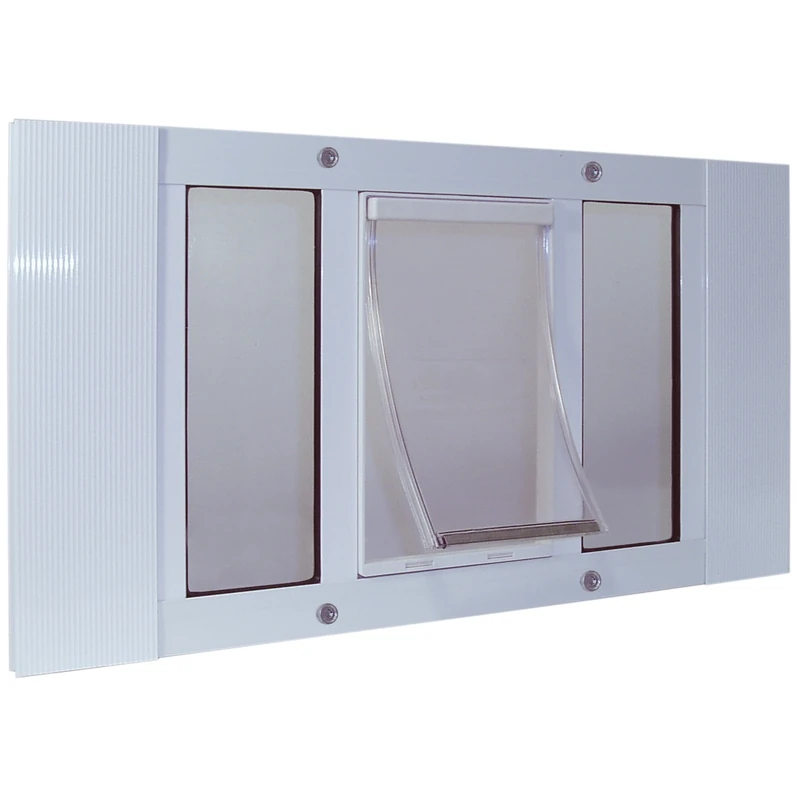 Ideal Pet Products Aluminum Sash Window Pet Door, Adjustable to Fit Window Widths from 27" to 32", Extra Large 10-1/2” x 15” Flap Size