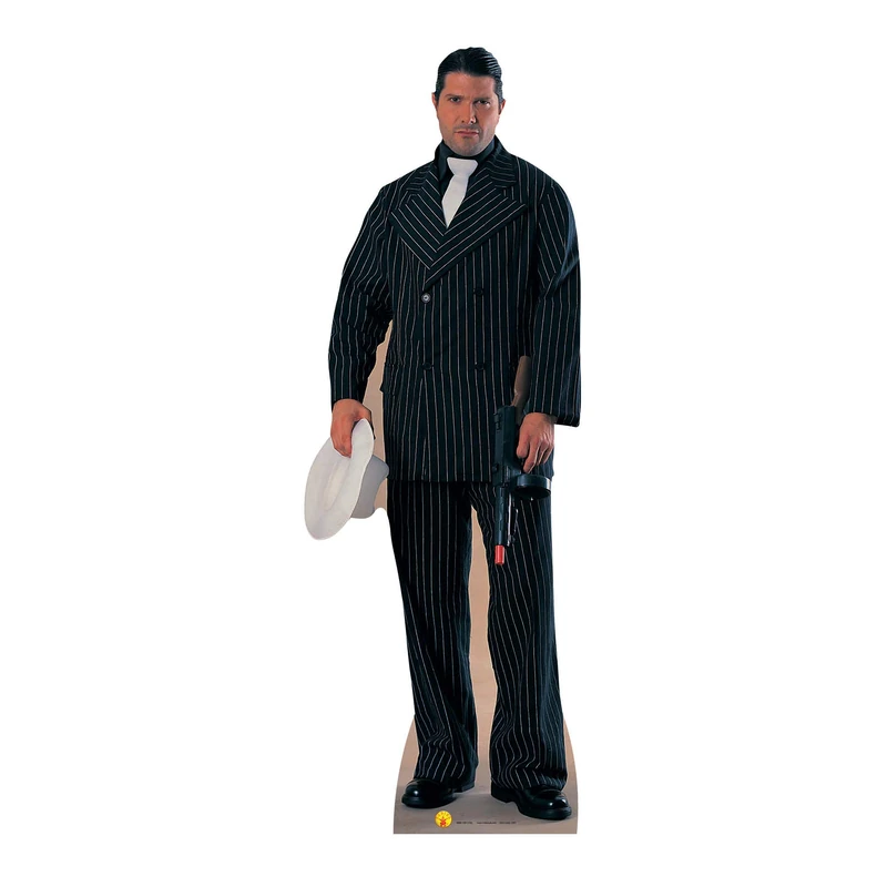Star Cutouts SC210 Gangster in Black Pinstripe Suit Cardboard Cutout – 1920s Party Decoration, Gangster Theme Display & Photo Prop