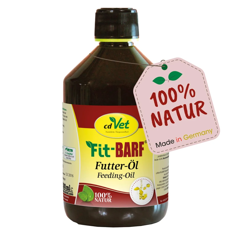 cdVet Naturprodukte Fit-Barf Feeding Oil 500 ml - Dog & Cat - linseed oil - supply of essential fatty acids - high quality vegetable oils - cold pressed - energy donor - raw feeding - BARF-