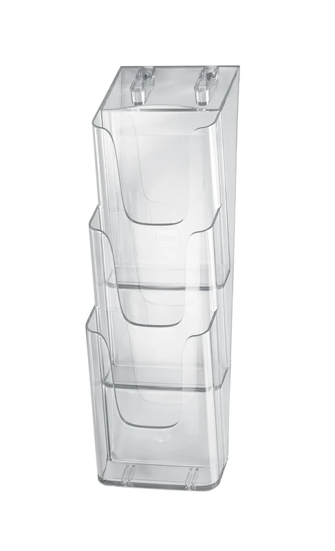 SIGEL LH137 Wall-Mounted Literature Holder, for A6 and DL, with 3 compartments, uv resistant acrylic, clear, 2 Pieces