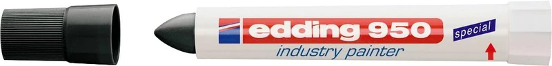 edding 950 industry painter - black - 10 pens - round tip 10 mm - marker for writing on metal, rocks, wood - rough or wet surfaces - Permanent, waterproof