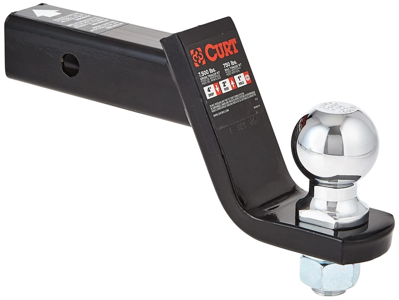 CURT 45042 Trailer Hitch Mount with 2-5/16-Inch Ball & Pin, Fits 2-Inch Receiver, 7,500 lbs, 4-Inch Drop, Black