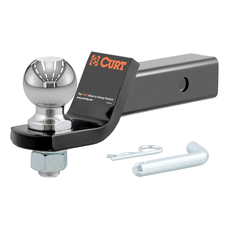 CURT 45041 Trailer Hitch Mount with 2-5/16-Inch Ball & Pin, Fits 2-Inch Receiver, 7,500 lbs, 2-In Drop, Gloss Black Powder Coat