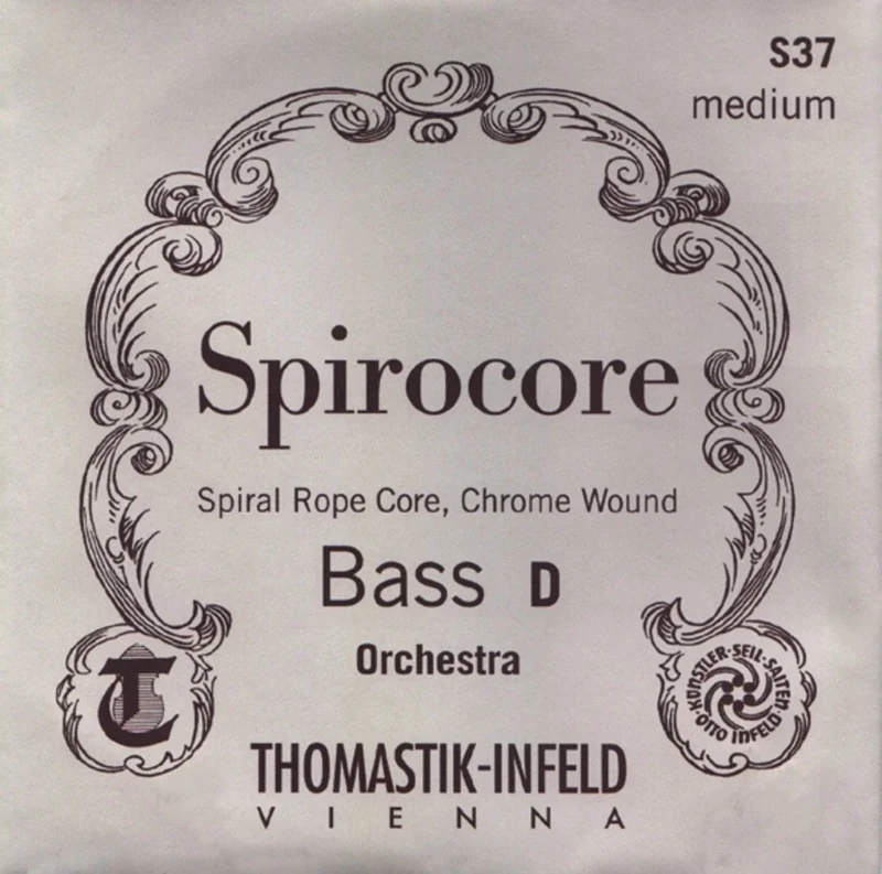 Thomastik single string for double bass 1/4 Spirocore - E-string spiral core, chrome wound, orchestral tuning, medium