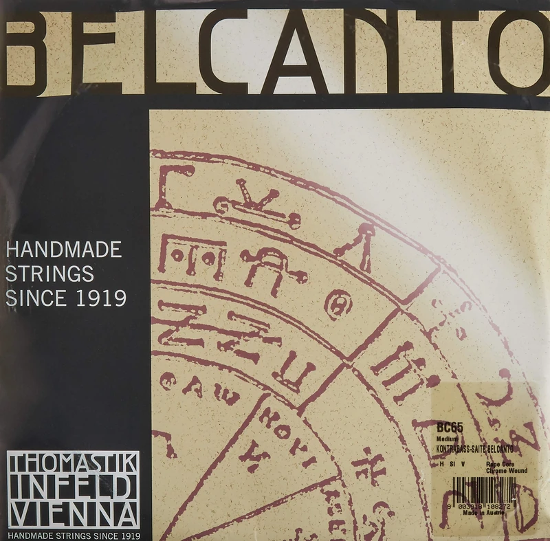 Thomastik single string for double bass 3/4 Belcanto - B/B string steel cable core, chrome wound, orchestral tuning, medium