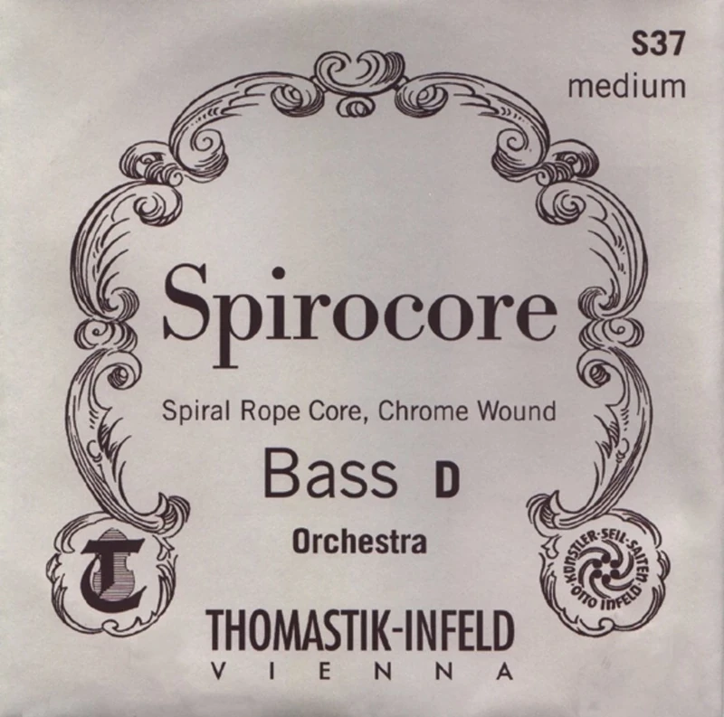 Thomastik single string for double bass 1/4 Spirocore - D string spiral core, chrome wound, orchestral tuning, medium