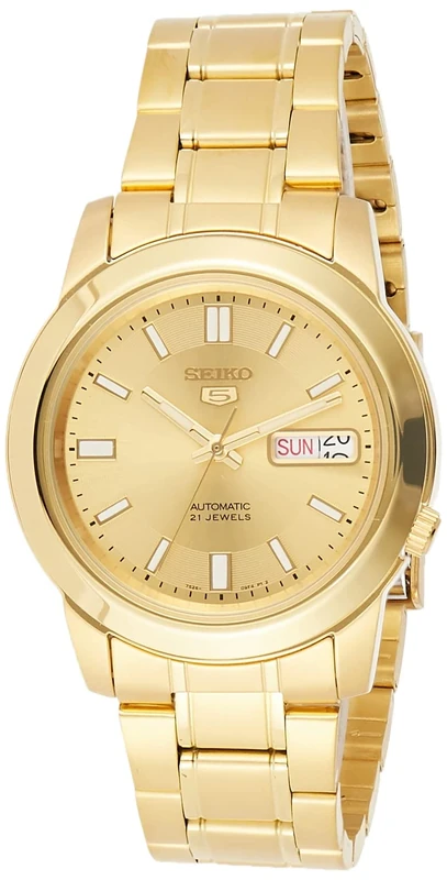 SEIKO Men's SNKK20K1S Stainless-Steel Analog with Gold Dial Watch, Gold, Automatic Watch