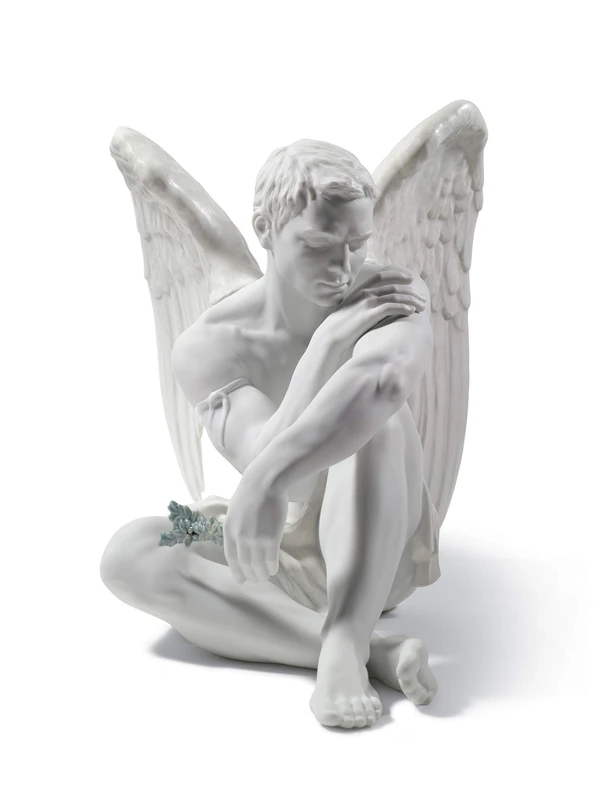 LLADRÓ Protective Angel Figurine. Porcelain Angel Figure.
