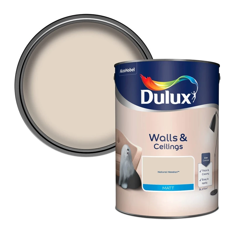 Dulux Walls & Ceilings Matt Emulsion Paint - Natural Hessian - 5L