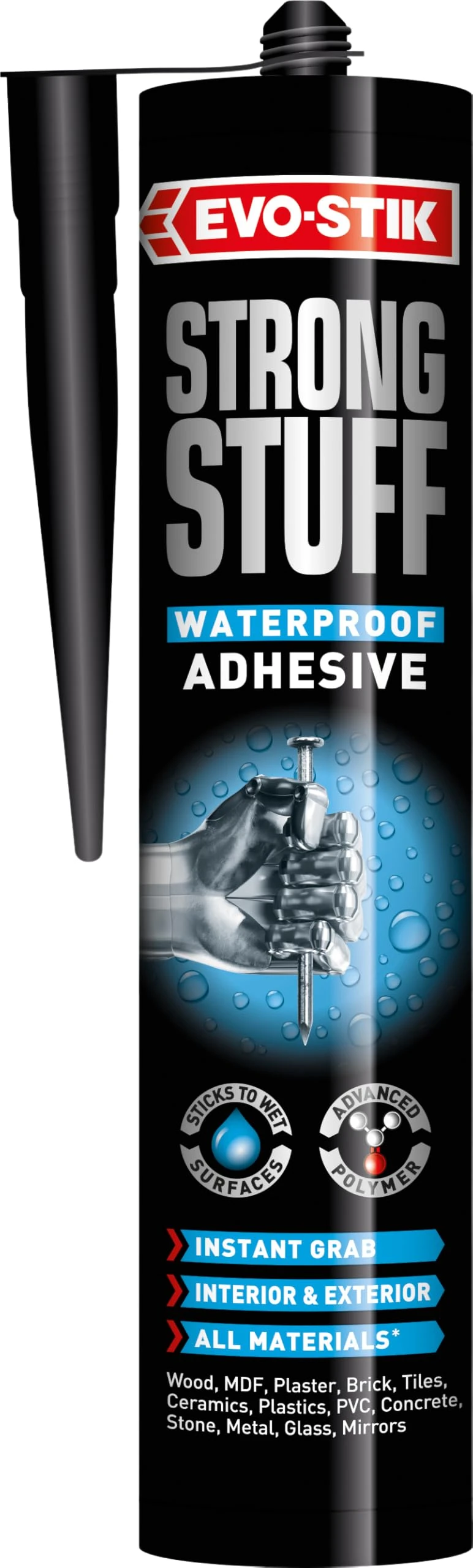 EVO-STIK Strong Stuff Waterproof Adhesive White - Superior Strength - Instang Grab - Interior and Exterior - Can be used underwater