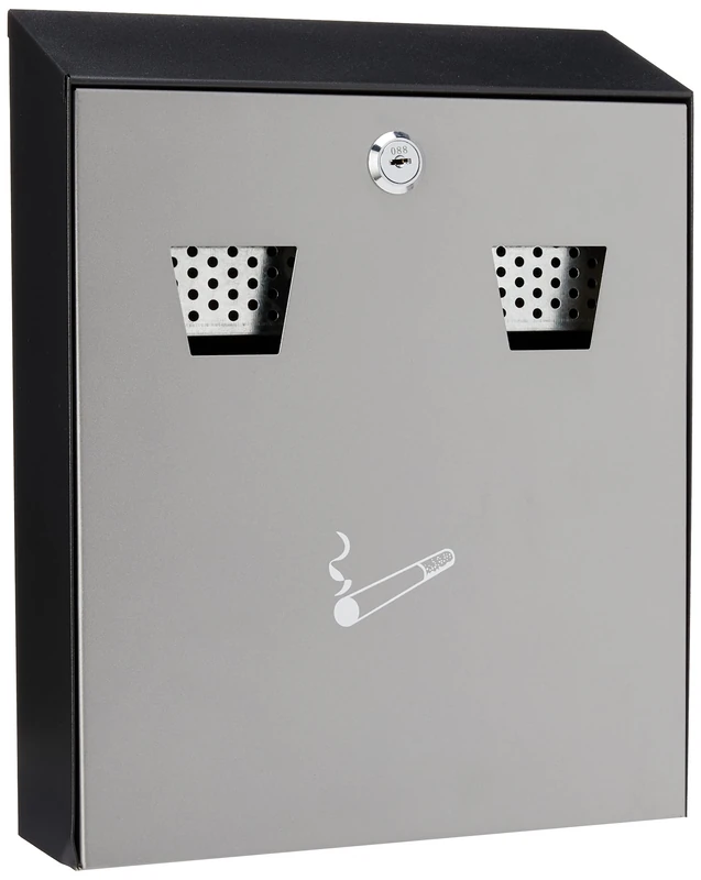 Beaumont Wall Mounted Cigarette Ash Bin - Powder Coated Steel, Lockable, Easy-to-empty CZ676