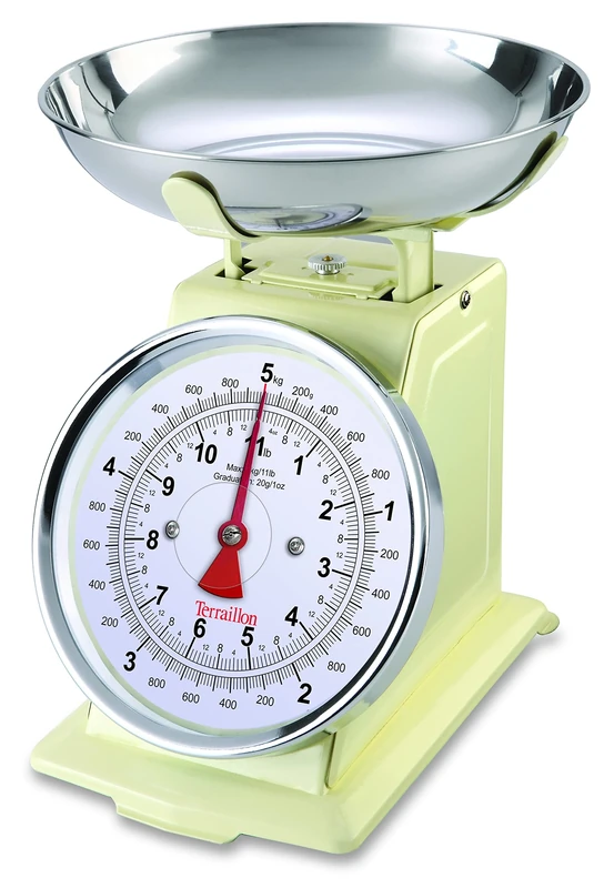 Terraillon Kitchen Scales, Manual Tare, Large Dial, 5 kg Capacity, Tradition 500, Cream