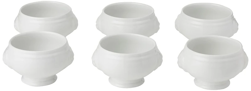 Genware Porcelain Lion Head Soup Bowls 11cm, LH1-W, Pack of 6