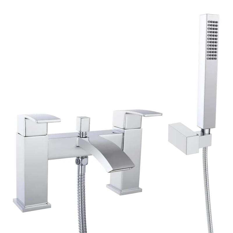 iBathUK | Chrome Bath Filler Mixer Tap Hand Held Shower Head Handset Set TB95