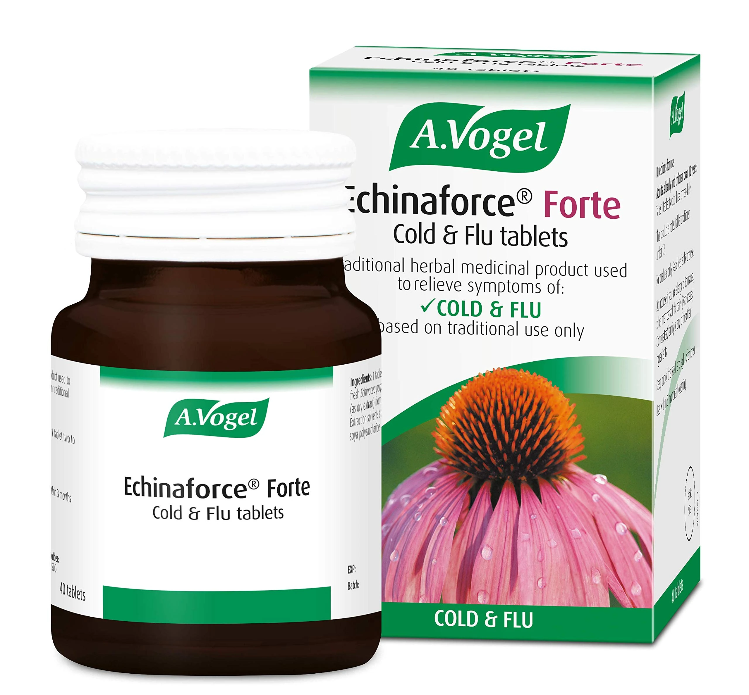 A.Vogel Echinaforce Forte Cold & Flu Tablets | High Strength 1200mg | Our Highest Strength Echinacea Tablet | Relieve Symptoms of Cold & Flu | 40 Tablets