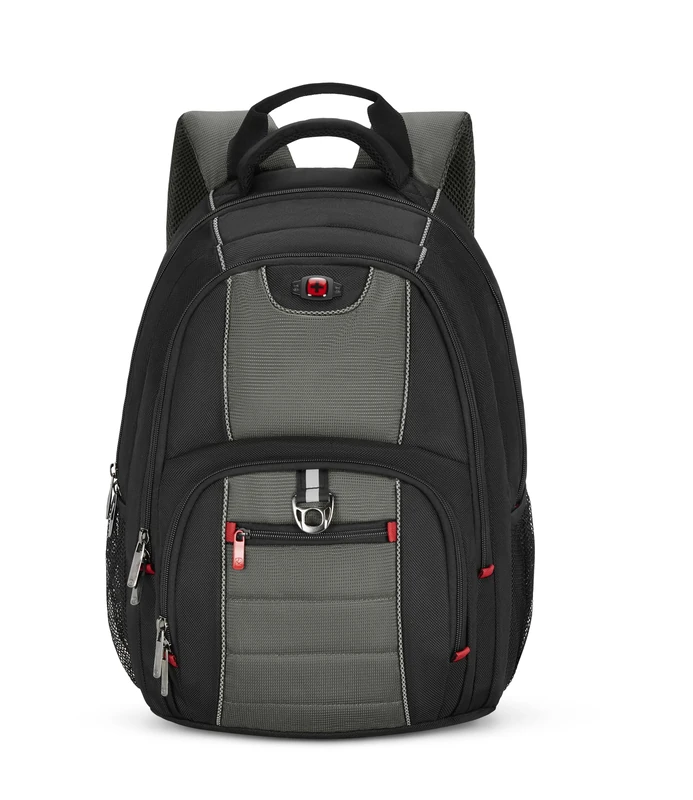 Wenger Pillar 600633, 16 Inch Laptop Backpack, Triple Protect Compartment with Case-Stabilizing Platform, 25 Litre Capacity, Work, School, Travel, Commuting, Black/Grey 25 x 38 x 48 cm