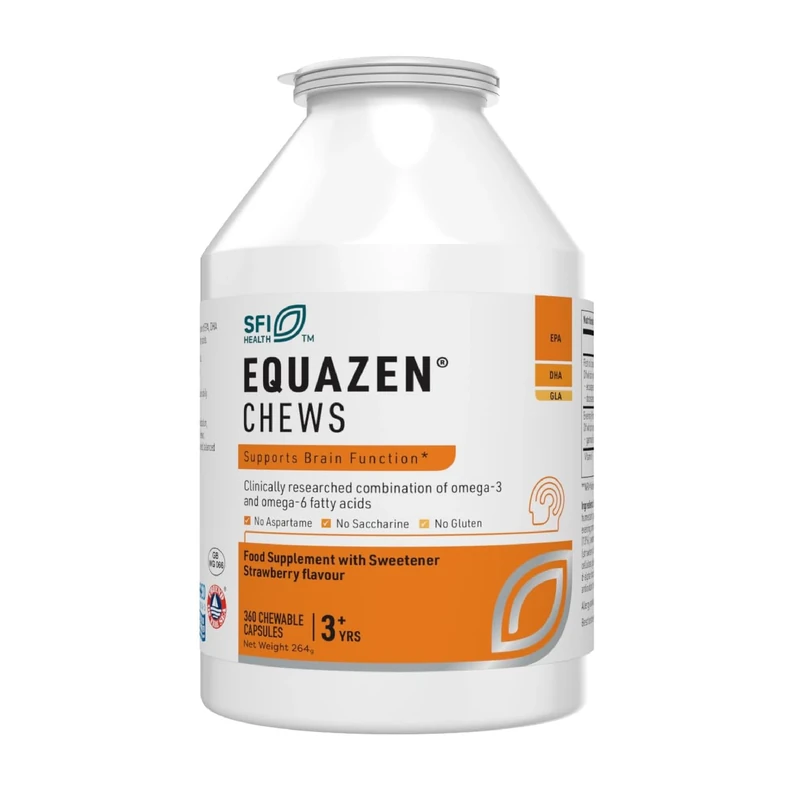 Equazen Strawberry Chews, Omega 3 and 6 Supplement, Blend of DHA, EPA and GLA, Supports Brain Function, Suitable for Children from 3+ to Adults, 360 Count (Pack of 1)