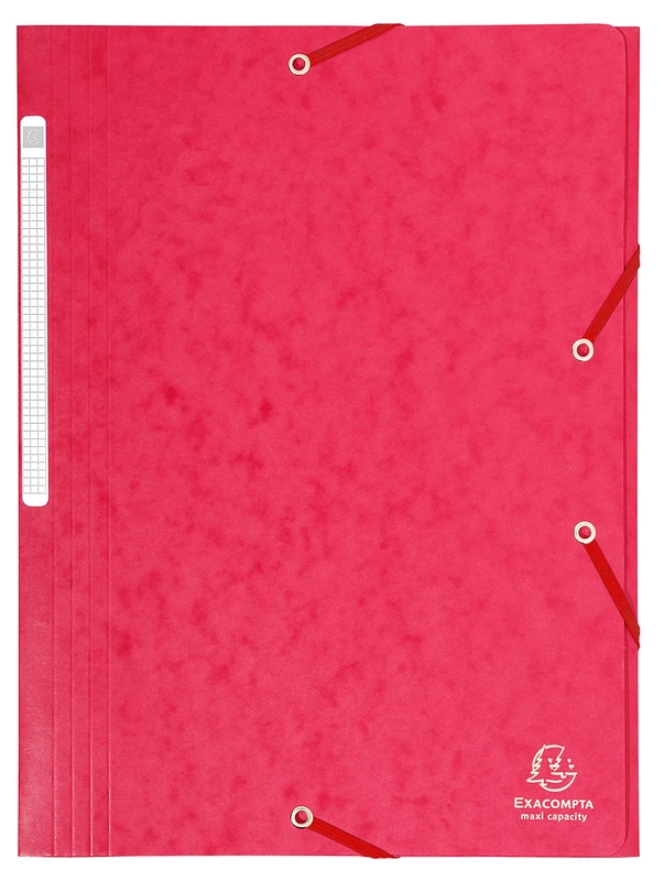 Exacompta - Ref 17109H - Elasticated 3-Flap Folder - 240 x 320mm in Size, Suitable for Storing A4 Documents, 425gsm Laminated Card, FSC-Certified - Red (Pack of 25)