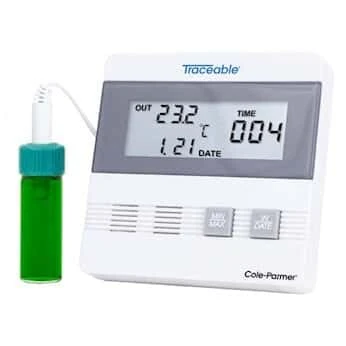 Traceable Time and Date Digital Thermometer with Calibration; 1 5-mL Bottle Probe