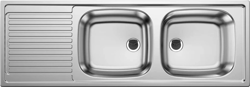 BLANCO TOP EZS 12 x 4-2 | Stainless Steel | Installation Type: Inset Installation from Above | Reversible | for 90 cm Wide Base cabinets | Scratch-Resistant | [123.5x43.5x16.4 cm]