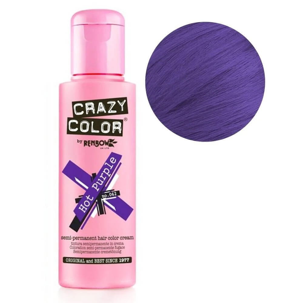 Renbow Crazy Color Semi Permanent Hair Color Cream Hot Purple No.62 100ml
