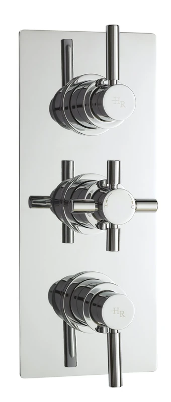 Hudson Reed A3003 Tec Lever ǀ Modern Bathroom Minimalist Triple Valve with Lever and Crosshead Handle, 280mm x 80mm, Chrome