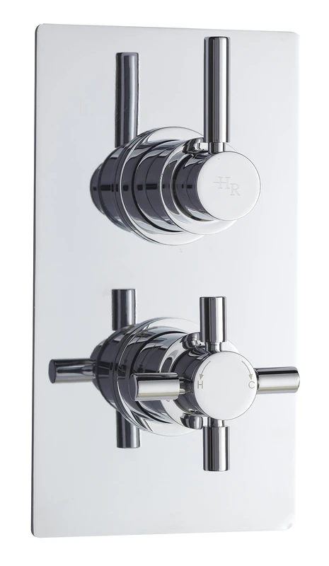 Hudson Reed A3003V Tec Lever ǀ Modern Bathroom Minimalist Twin Valve with Lever and Crosshead Handle, 215mm x 120mm, Chrome