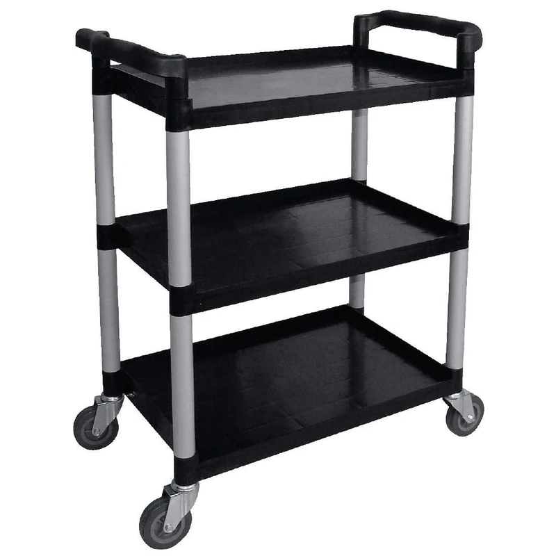 Vogue Polypropylene Mobile Trolley - Small, Black & Silver, Size: 950(H) x 825(W) x 412(D)mm, Capacity: 130 kg, Restaurant Catering Trolley, CF101