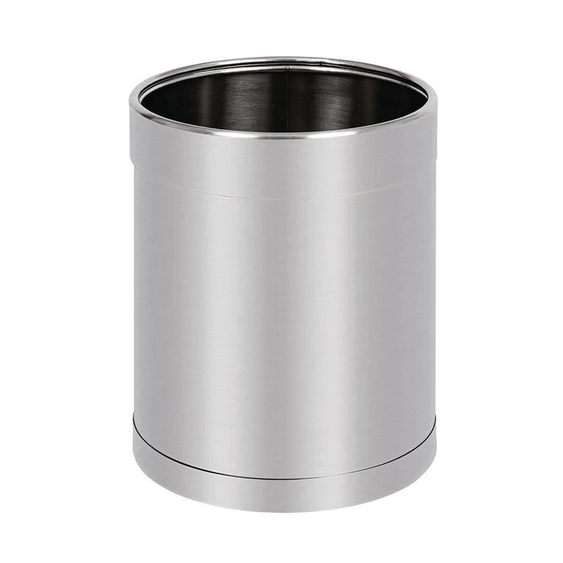 Bolero Round Trash Can Waste Paper Bin Stainless Steel 10.2Ltr CF130