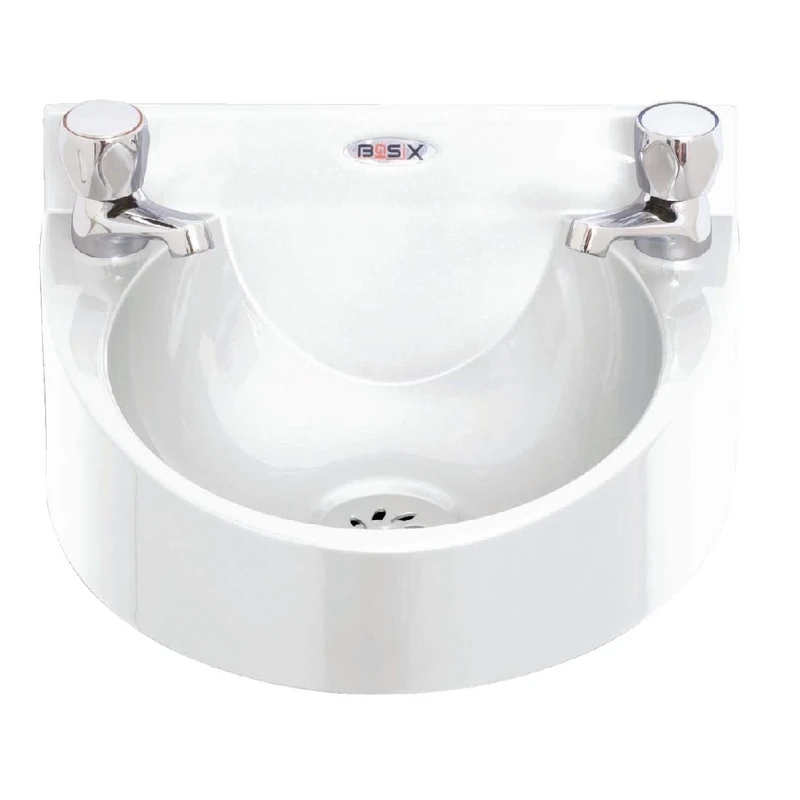 Basix WS1-D - WHITE Polycarbonate Wash hand Basin, Dome head Taps, White