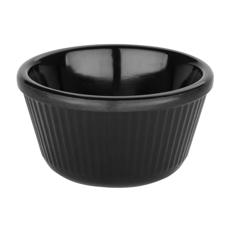 Olympia Kristallon Melamine Fluted Ramekins (Pack of 12), Black 89mm