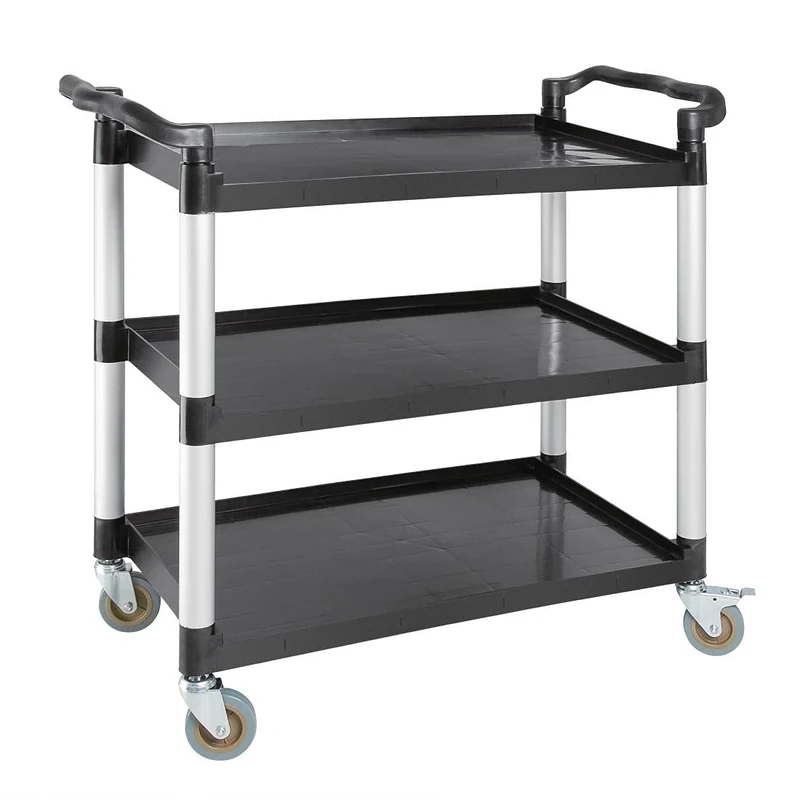 Vogue Polypropylene Plastic Reusable Mobile Trolley - Large, Black, 200 kg Capacity, Size: 960x520x1070 mm, Includes 2x Braked & 2x Plain Easy-Fit Castors, Catering & Housekeeping Tools, CF102