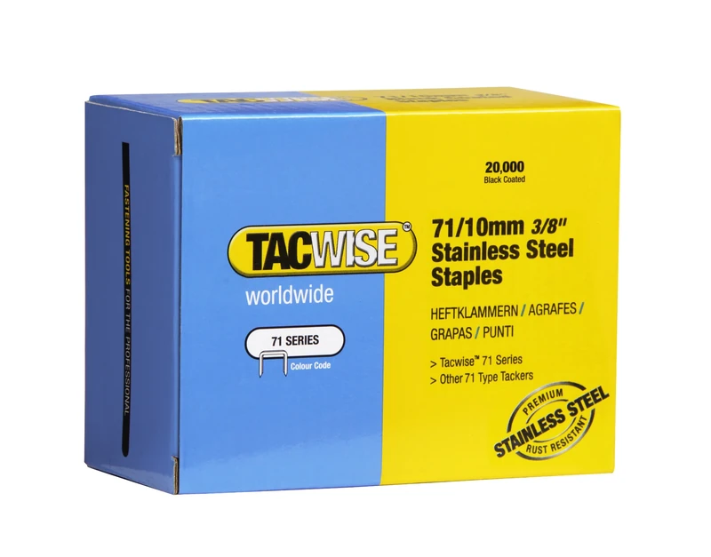 Tacwise 0375 Type 71 / 10mm Stainless Steel Upholstery Staples, Pack of 20,000