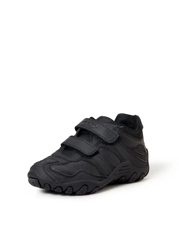Geox Boys Jr Crush Sneakers, Black, 2.5 UK Child