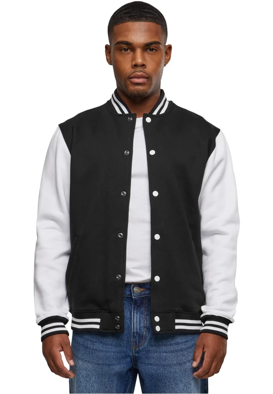 Urban Classics Men's 2-tone College Sweatjacket, Multicolour (Blk/White ), XS