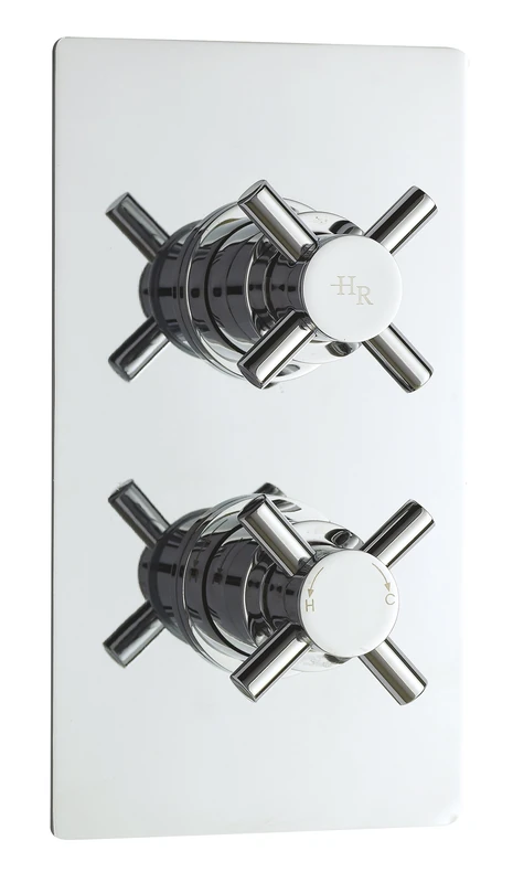 Ultra Crosshead Hudson Reed KRI3210 Tec ǀ Modern Bathroom Minimalist Cross Lever Handle Twin Concealed Valve, 215mm x 120mm, Chrome, Set of 3 Pieces