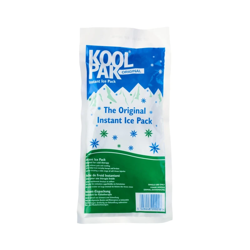 Koolpak 60 x Original Instant Ice Packs - 29 x 12 cm Disposable Instant Cold Packs for Injuries - Long Wrap Around First Aid Ice Packs for Sports Injuries Schools Workplace Emergency Kits - Bulk Pack