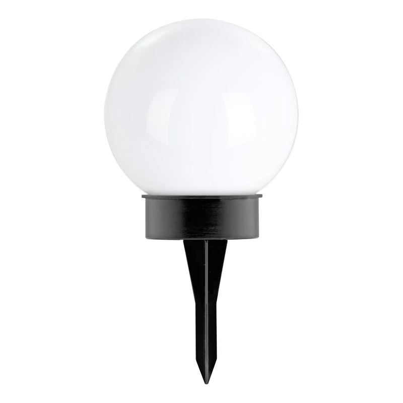 Eglo Solar Ball Puglia, Globe Light with Ground Spike, LED Garden lamp, Black and White Plastic, Warm White, IP44, Ø 15 cm