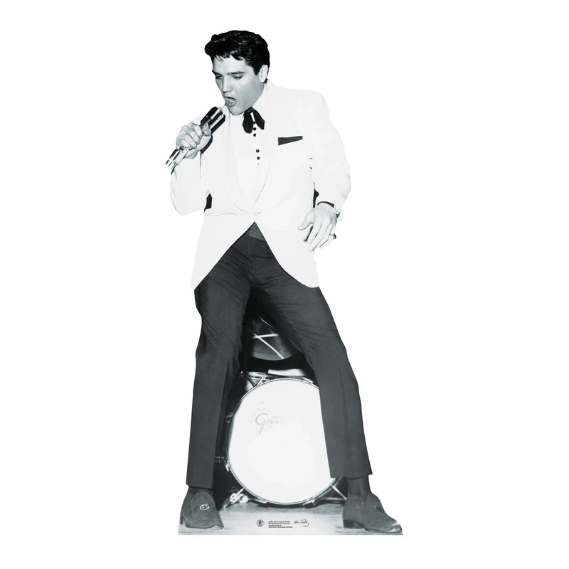 Star Cutouts SC239 Elvis Presley Singing in White Jacket Lifesize Cardboard Cutout – Music Legend Display for Fans, Parties & Décor