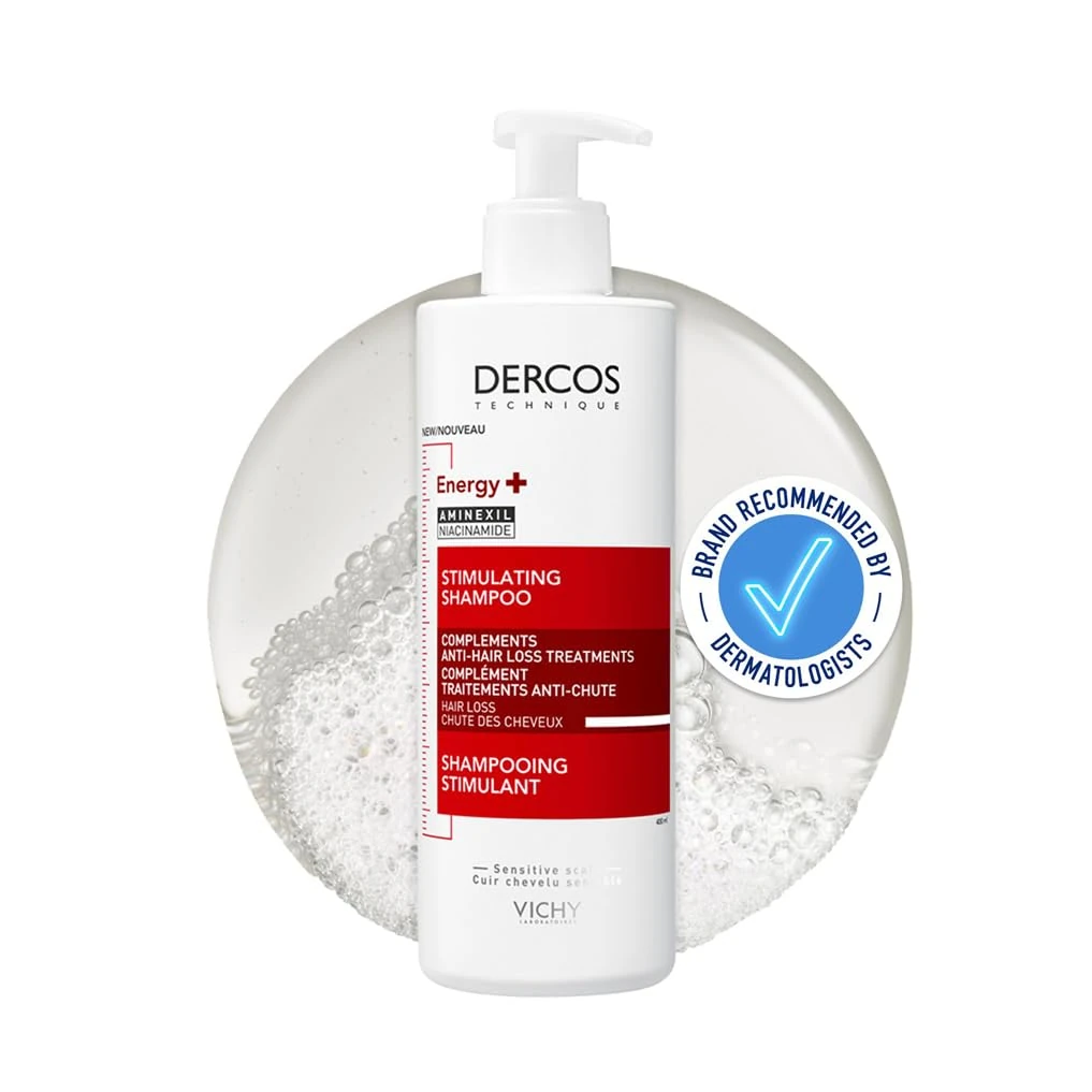Vichy Dercos Energy+ Anti-Hair Loss Stimulating Shampoo for Damaged Hair, Enriched With Aminexil 390ml