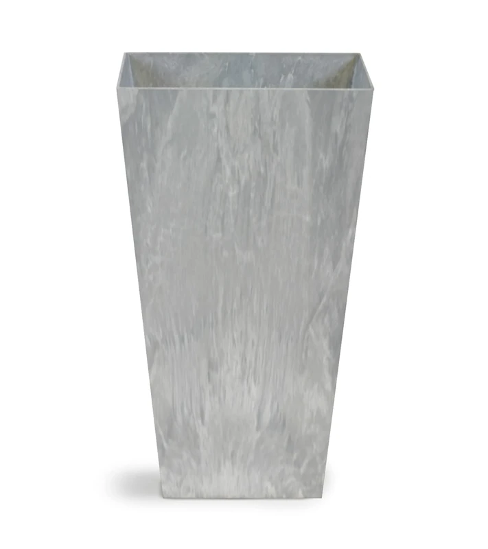 Ivyline Grey Stoneware Square Ella Vase with Built in Drainage - Frost Proof & UV Stable Decorative Lightweight Outdoor Flower Planter - H70cm x D35cm