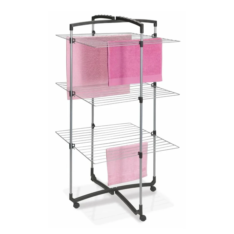Metaltex Faro 3-Tier Folding Laundry Tower Airer Dryer, Silver, 52.17 x 27.76 x 0.98 cm