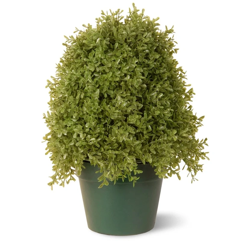 National Tree 18-Inch Boxwood Tree in Dark Green Round Plastic Urn
